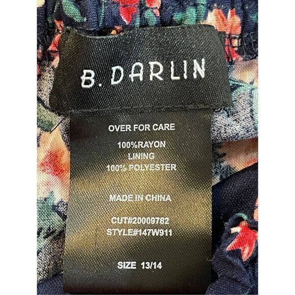 B. Darlin Women's Navy Blue & Red Off-The-Shoulder A-Line Dress Size 13/14 NWT - Picture 11 of 12